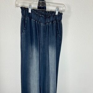 ZENANA TENCEL JEAN BAGGIE FULL LEG PANT WITH TIE